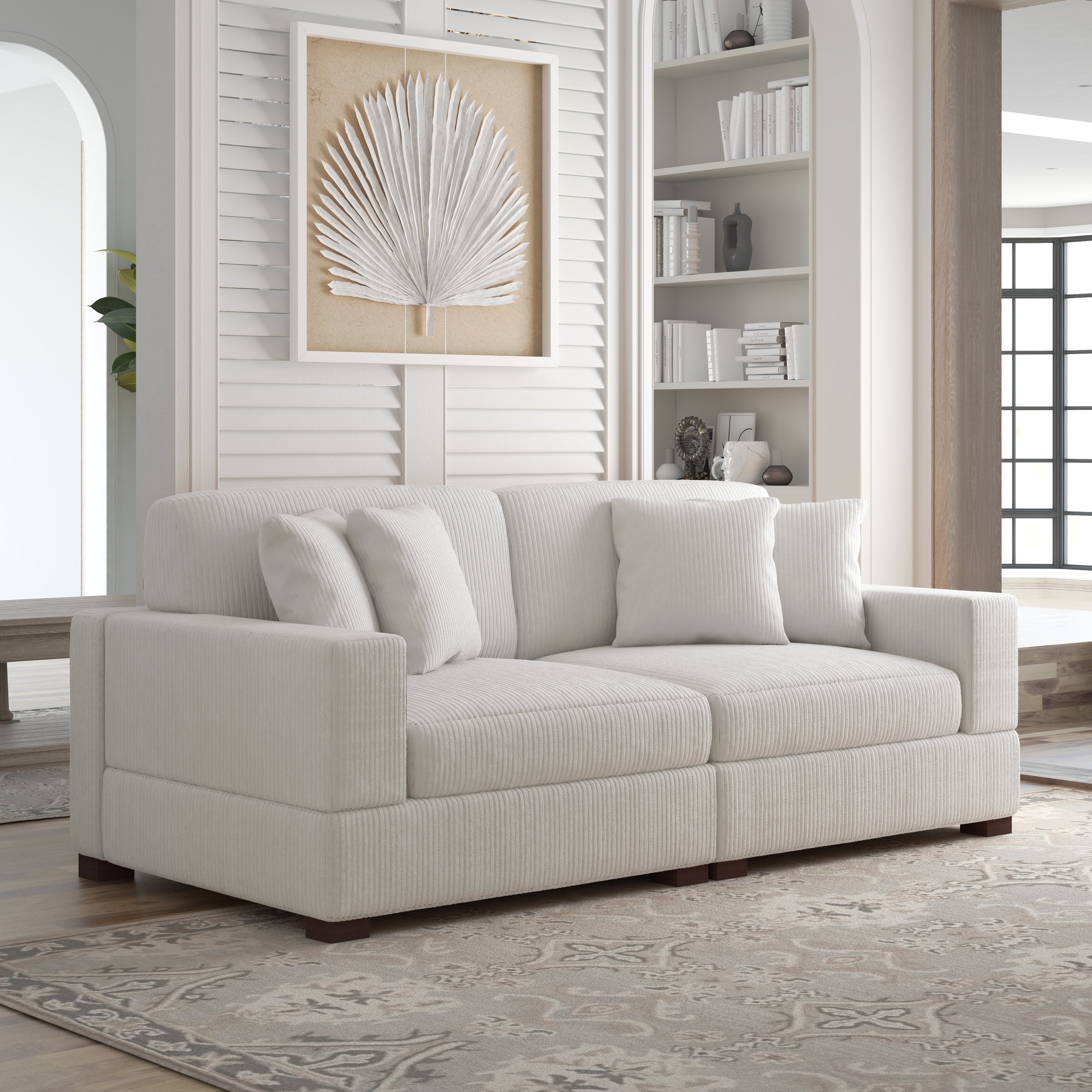 Canapé modulable sectionnel en velours côtelé avec oreillers