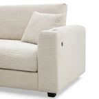 Canapé sectionnel en velours côtelé, canapé nuage en L avec port de chargement USB, porte-gobelet, canapé-lit à assise profonde avec méridienne de 50 cm