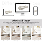 Canapé sectionnel en velours côtelé, canapé nuage en L avec port de chargement USB, porte-gobelet, canapé-lit à assise profonde avec méridienne de 50 cm