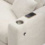 Canapé sectionnel en velours côtelé, canapé nuage en L avec port de chargement USB, porte-gobelet, canapé-lit à assise profonde avec méridienne de 50 cm