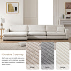 Canapé sectionnel en velours côtelé, canapé nuage en L avec port de chargement USB, porte-gobelet, canapé-lit à assise profonde avec méridienne de 50 cm