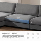 Canapé sectionnel en velours côtelé, canapé nuage en L avec port de chargement USB, porte-gobelet, canapé-lit à assise profonde avec méridienne de 50 cm