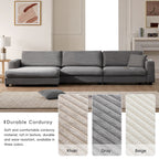 Canapé sectionnel en velours côtelé, canapé nuage en L avec port de chargement USB, porte-gobelet, canapé-lit à assise profonde avec méridienne de 50 cm