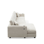 Canapé sectionnel en velours côtelé, canapé nuage en L avec port de chargement USB, porte-gobelet, canapé-lit à assise profonde avec méridienne de 50 cm