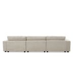 Canapé sectionnel en velours côtelé, canapé nuage en L avec port de chargement USB, porte-gobelet, canapé-lit à assise profonde avec méridienne de 50 cm