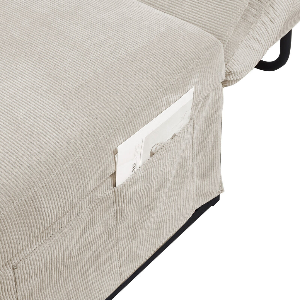 Canapé-lit simple convertible en velours côtelé avec dossier inclinable