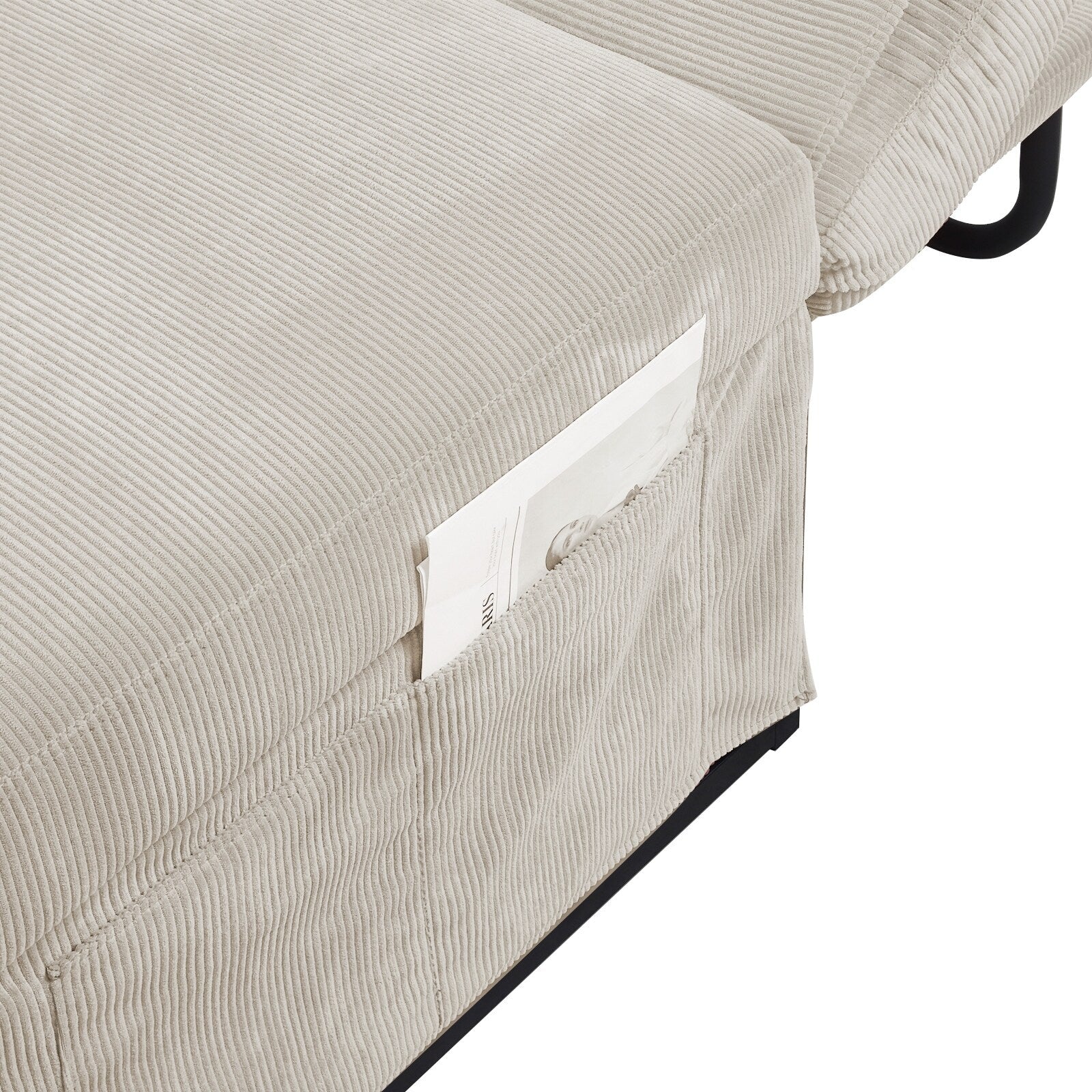 Canapé-lit simple convertible en velours côtelé avec dossier inclinable