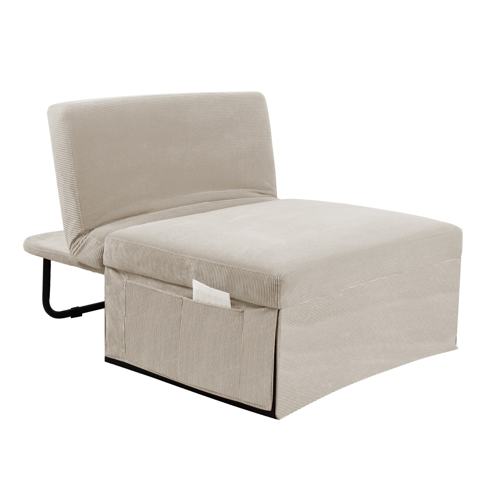 Canapé-lit simple convertible en velours côtelé avec dossier inclinable
