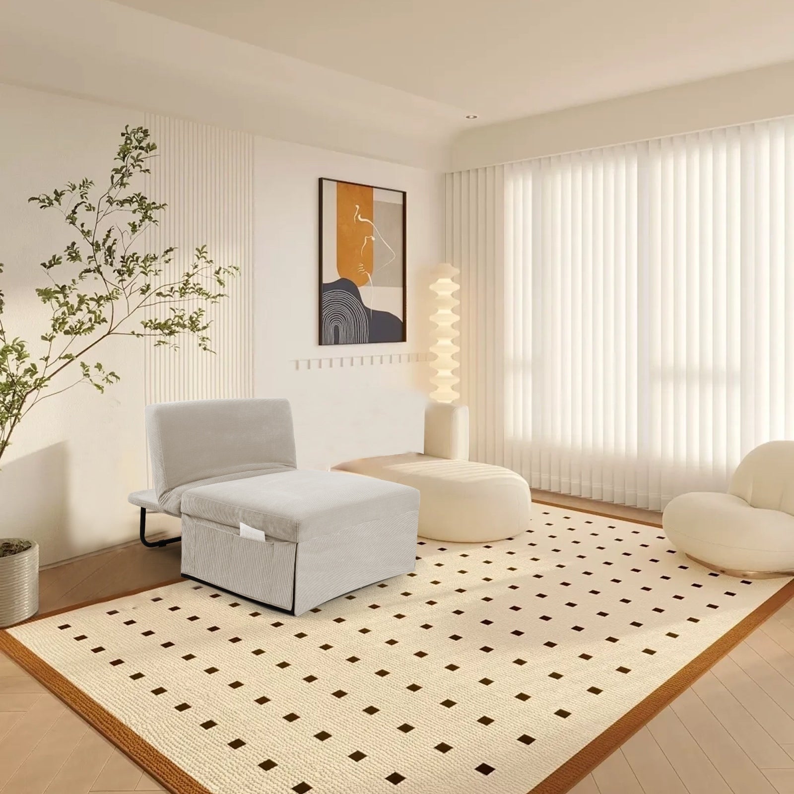 Canapé-lit simple convertible en velours côtelé avec dossier inclinable