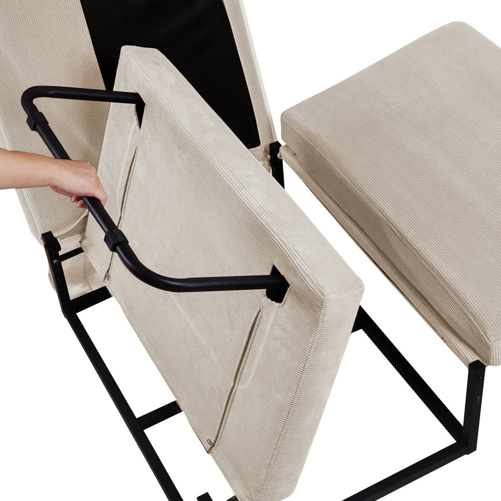 Canapé-lit simple convertible en velours côtelé avec dossier inclinable