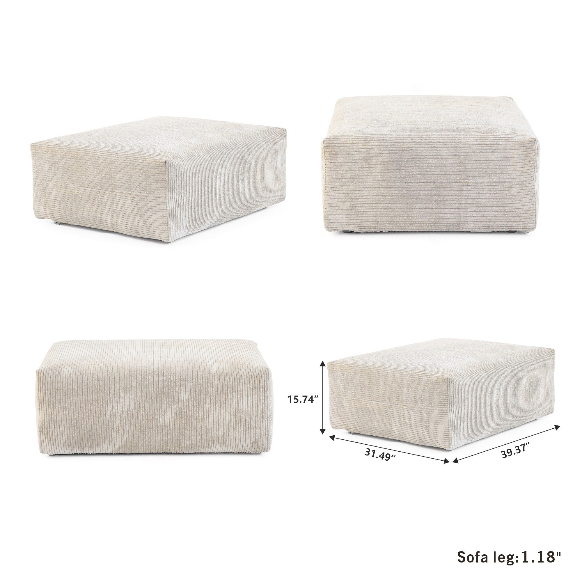 Canapé-lit ottoman en velours côtelé