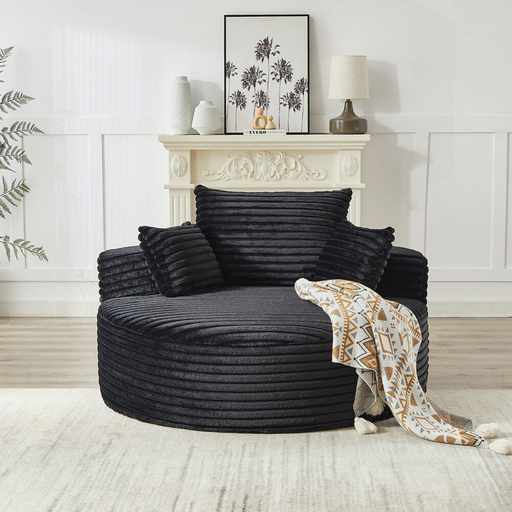 Canapé simple en velours côtelé éponge, aucun assemblage requis