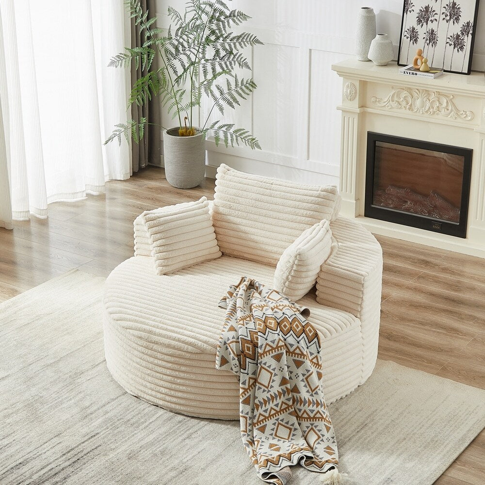 Canapé simple en velours côtelé éponge, aucun assemblage requis