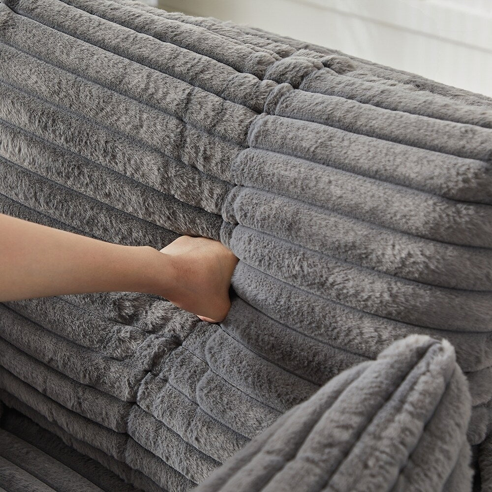 Canapé simple en velours côtelé éponge, aucun assemblage requis