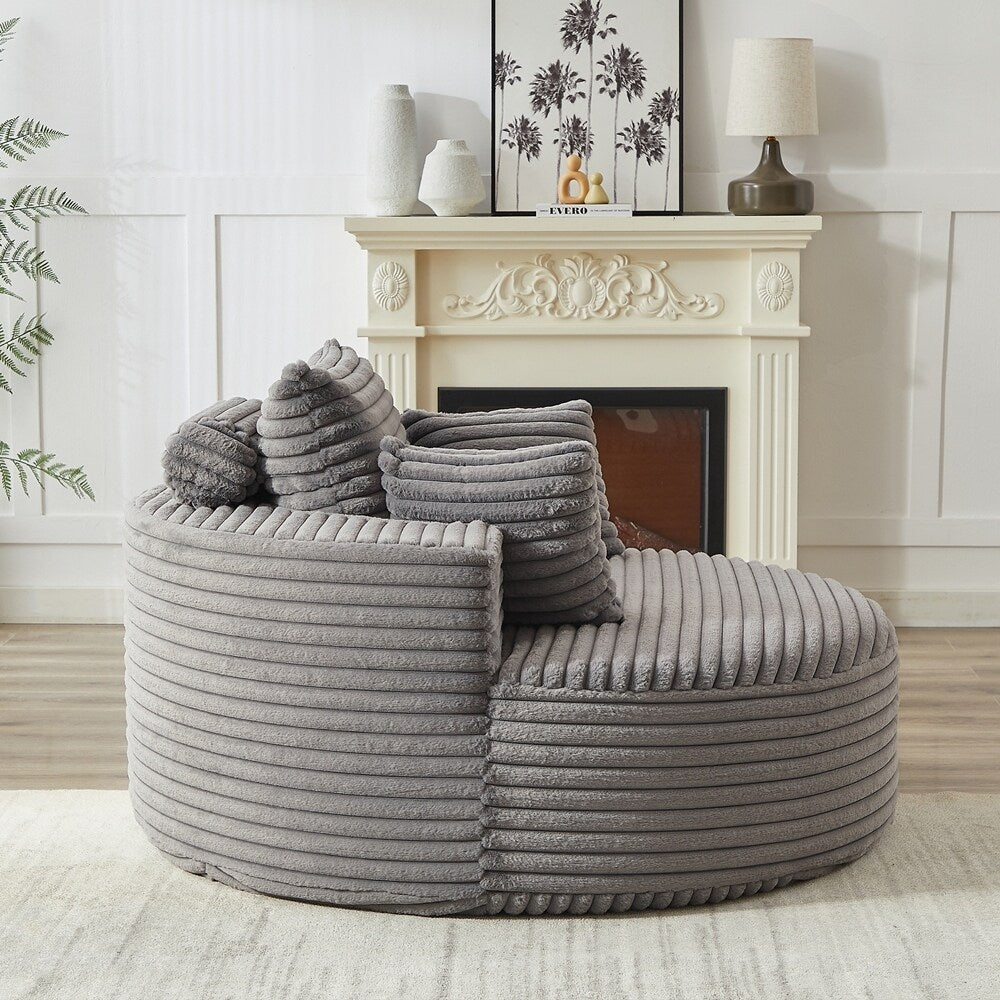 Canapé simple en velours côtelé éponge, aucun assemblage requis