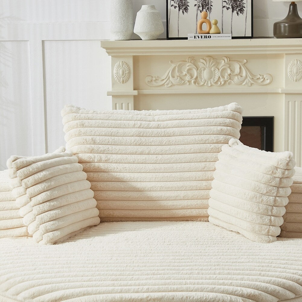 Canapé simple en velours côtelé éponge, aucun assemblage requis