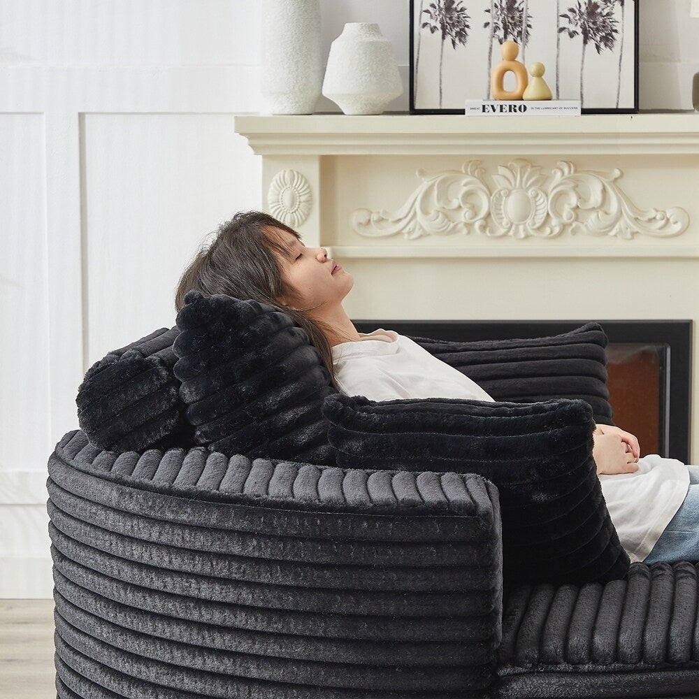 Canapé simple en velours côtelé éponge, aucun assemblage requis