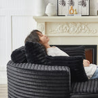 Canapé simple en velours côtelé éponge, aucun assemblage requis