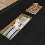 Canapé-lit 3 places rembourré en velours côtelé