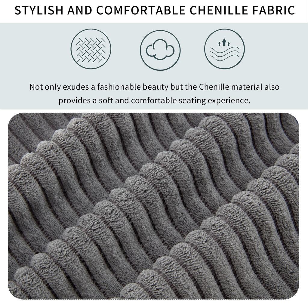 Canapé 3 places rembourré en velours côtelé avec coussins amovibles