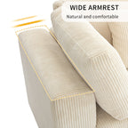 Canapé 3 places rembourré en velours côtelé avec coussins amovibles