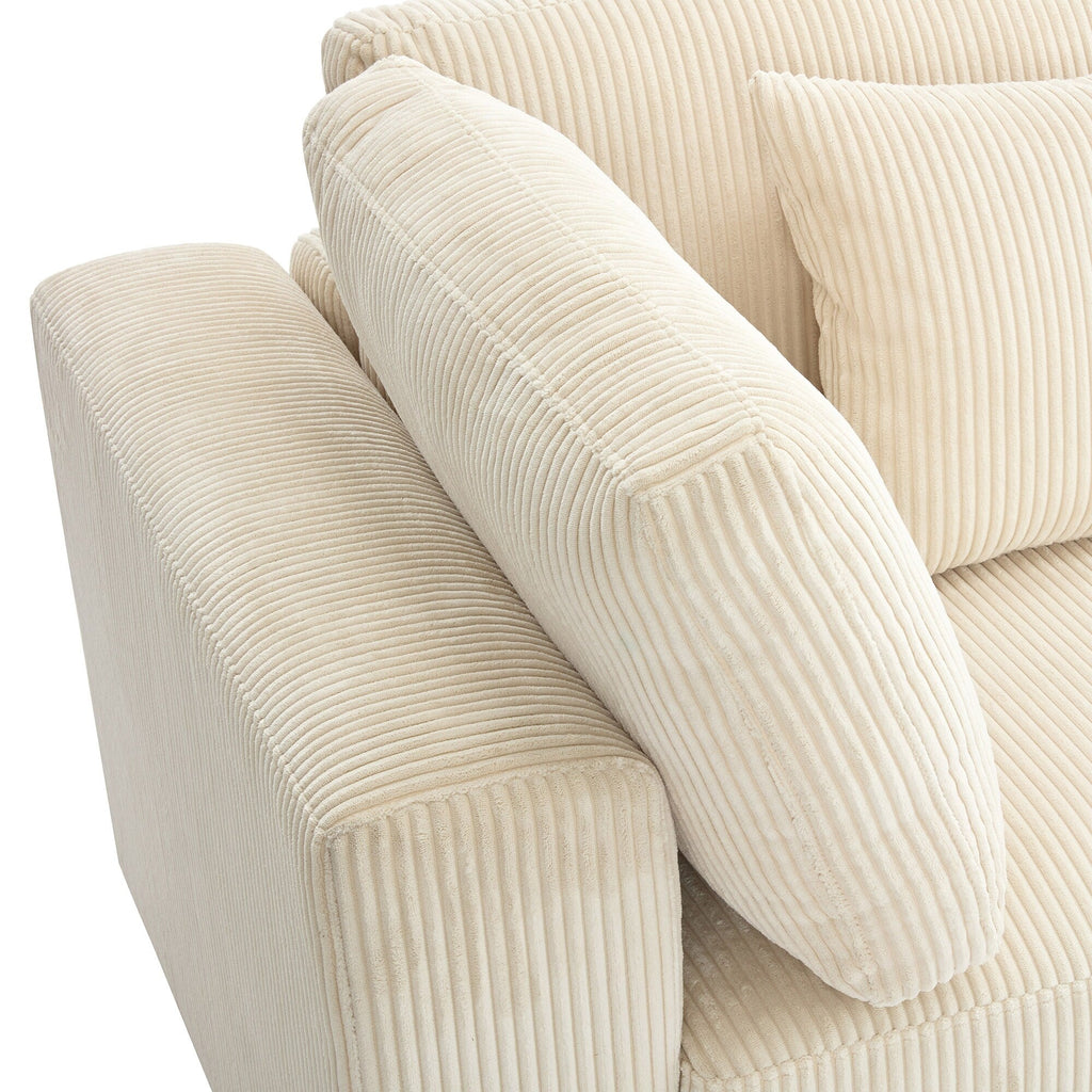 Canapé 3 places rembourré en velours côtelé avec coussins amovibles