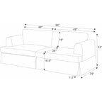Canapé à jupe rembourré en velours côtelé - 39 P x 84,5 L x 33 H