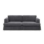 Canapé à jupe rembourré en velours côtelé - 39 P x 84,5 L x 33 H