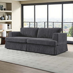 Canapé à jupe rembourré en velours côtelé - 39 P x 84,5 L x 33 H