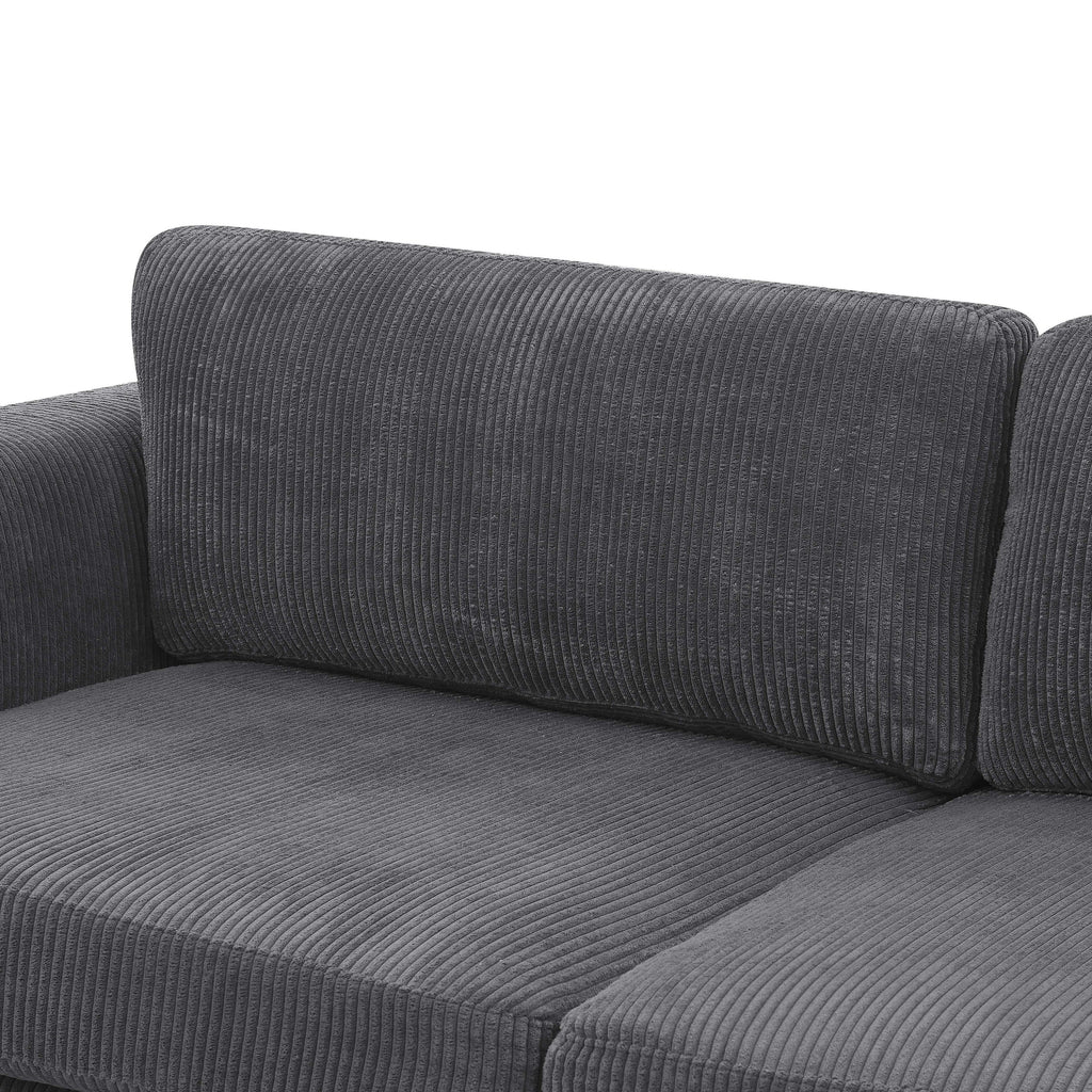 Canapé à jupe rembourré en velours côtelé - 39 P x 84,5 L x 33 H