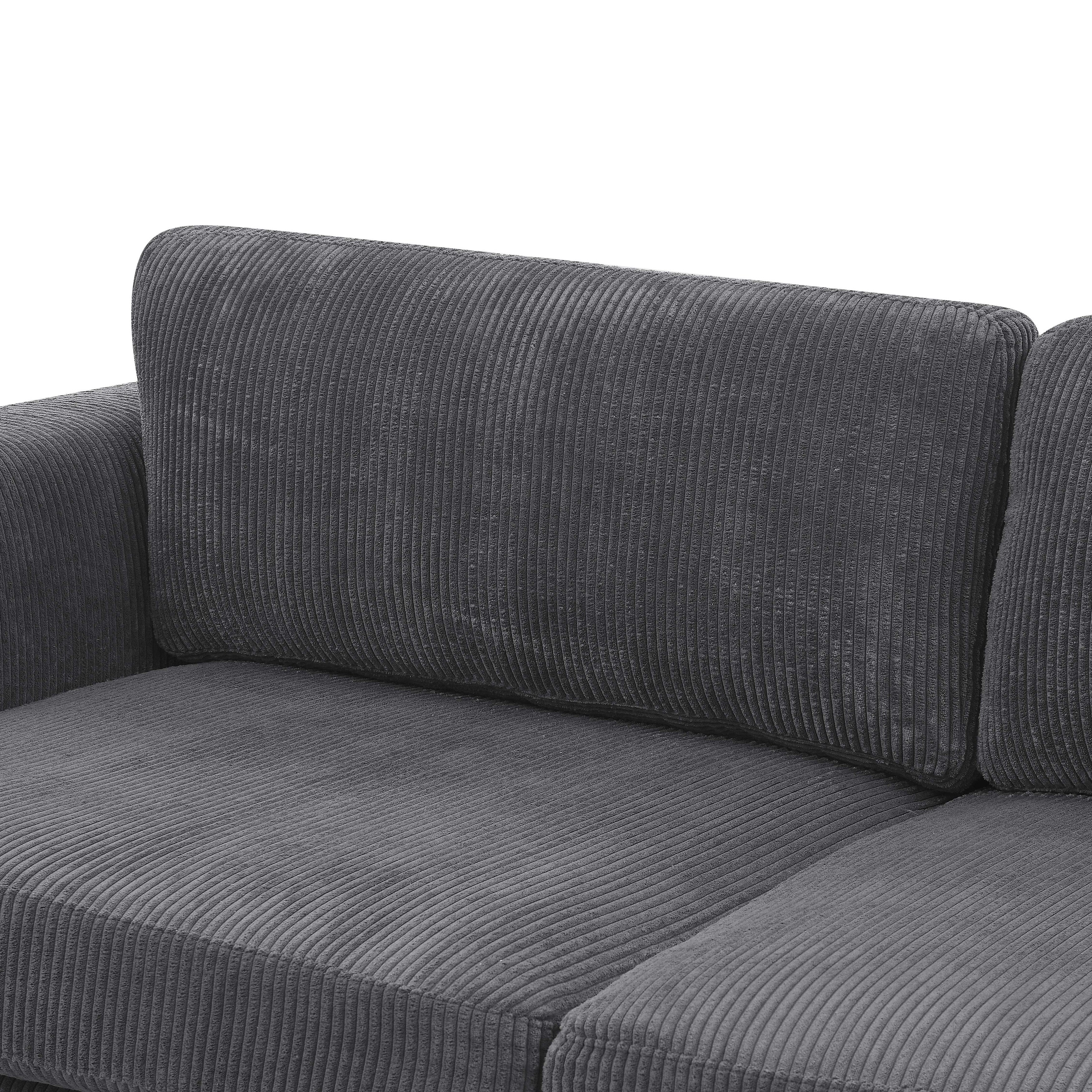 Canapé à jupe rembourré en velours côtelé - 39 P x 84,5 L x 33 H