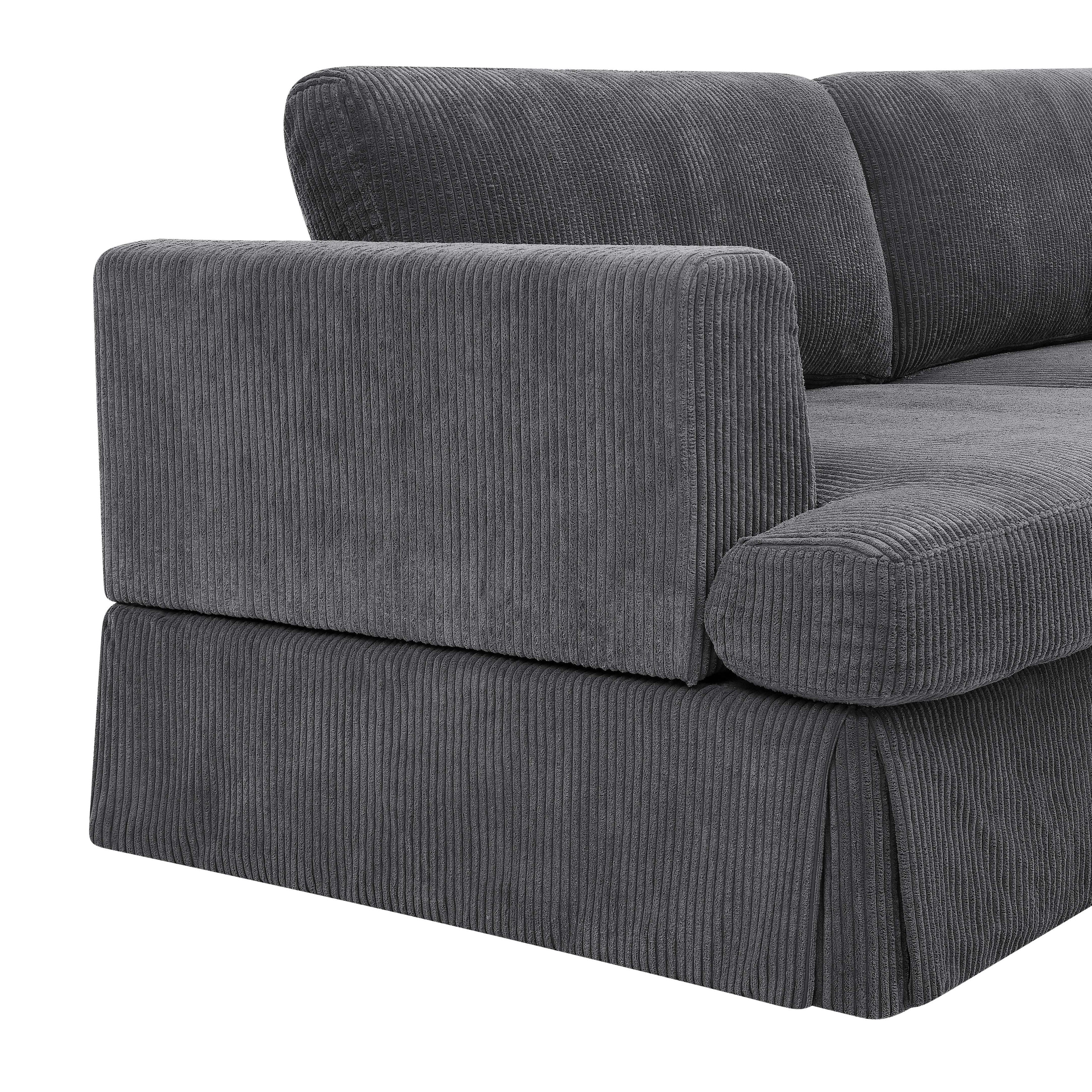 Canapé à jupe rembourré en velours côtelé - 39 P x 84,5 L x 33 H