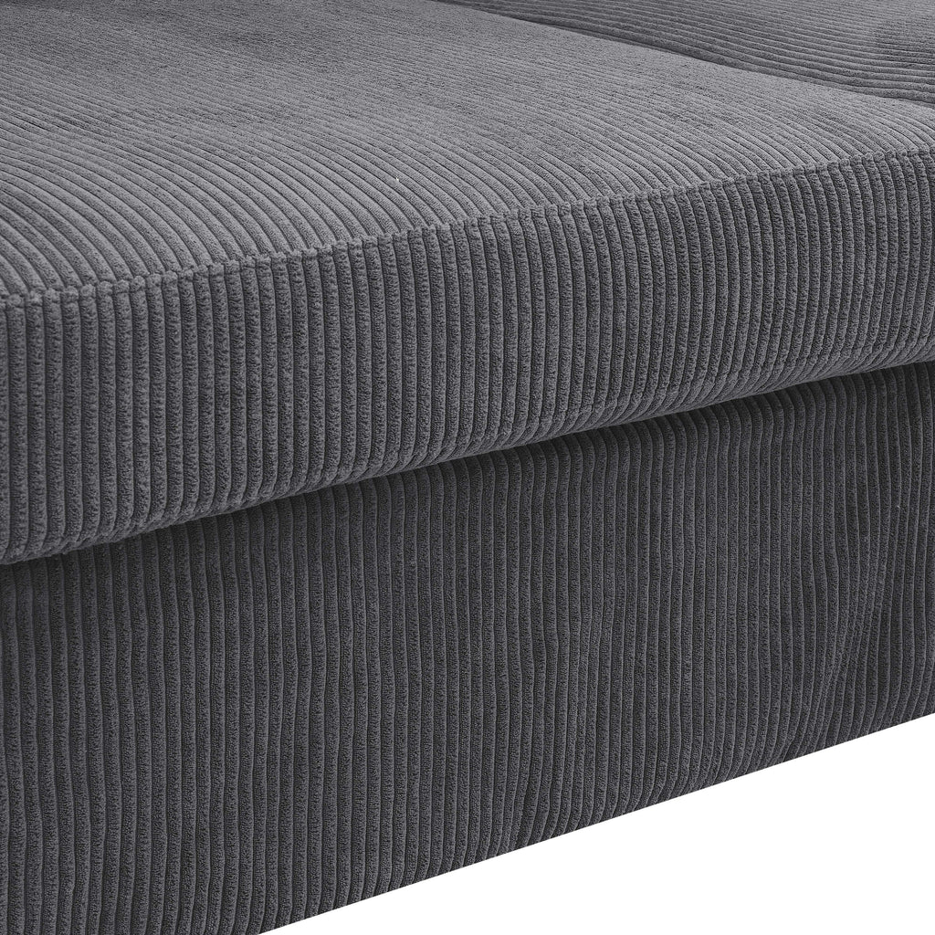 Canapé à jupe rembourré en velours côtelé - 39 P x 84,5 L x 33 H