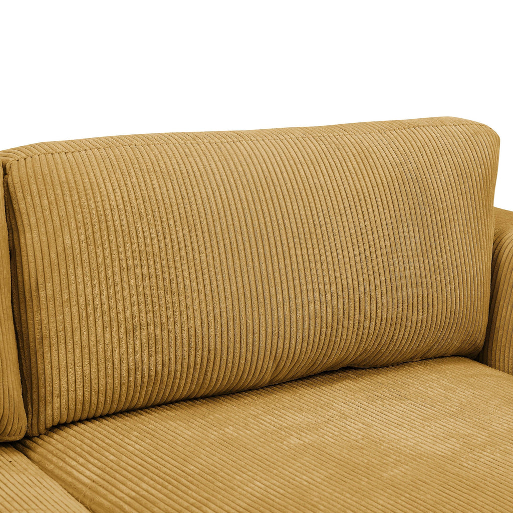 Canapé à jupe rembourré en velours côtelé - 39 P x 84,5 L x 33 H