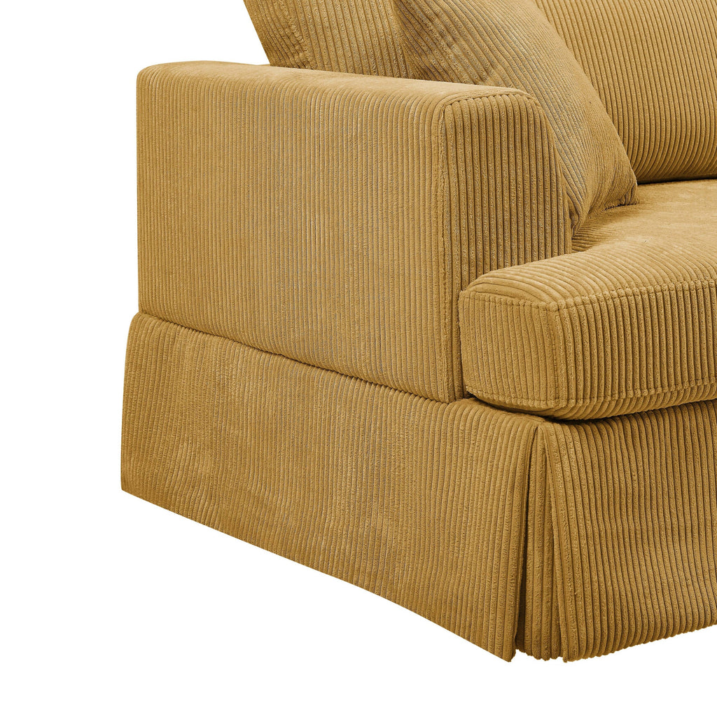 Canapé à jupe rembourré en velours côtelé - 39 P x 84,5 L x 33 H