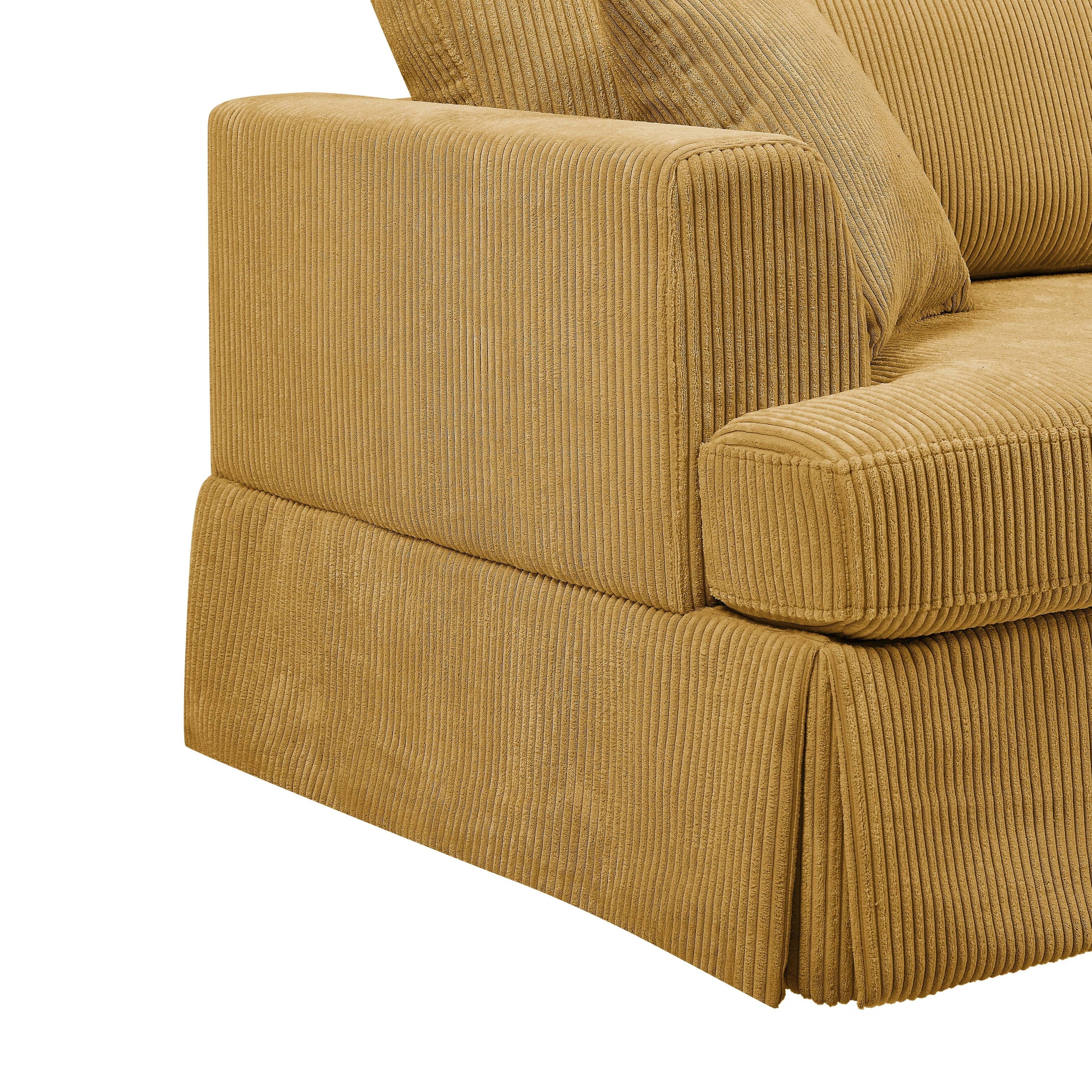 Canapé à jupe rembourré en velours côtelé - 39 P x 84,5 L x 33 H