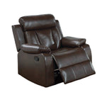Fauteuil inclinable manuel Corie, coussin en similicuir marron
