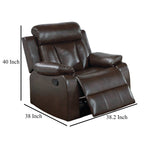 Fauteuil inclinable manuel Corie, coussin en similicuir marron