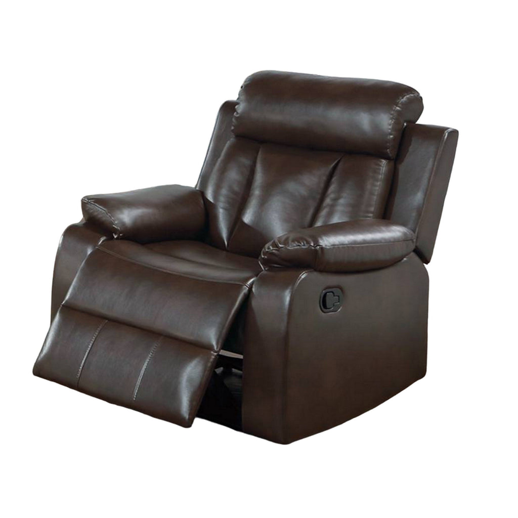 Fauteuil inclinable manuel Corie, coussin en similicuir marron