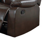 Fauteuil inclinable manuel Corie, coussin en similicuir marron