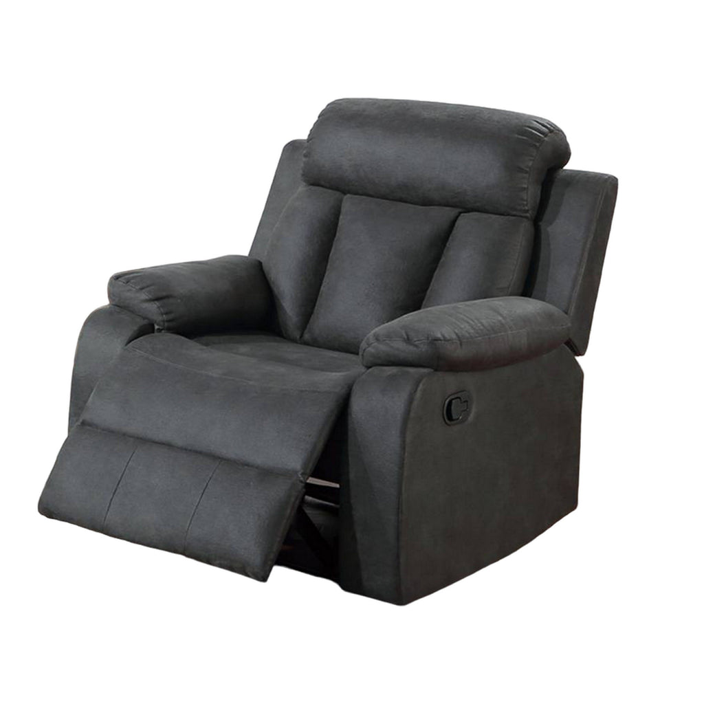 Fauteuil inclinable manuel Corie, coussin en similicuir gris foncé