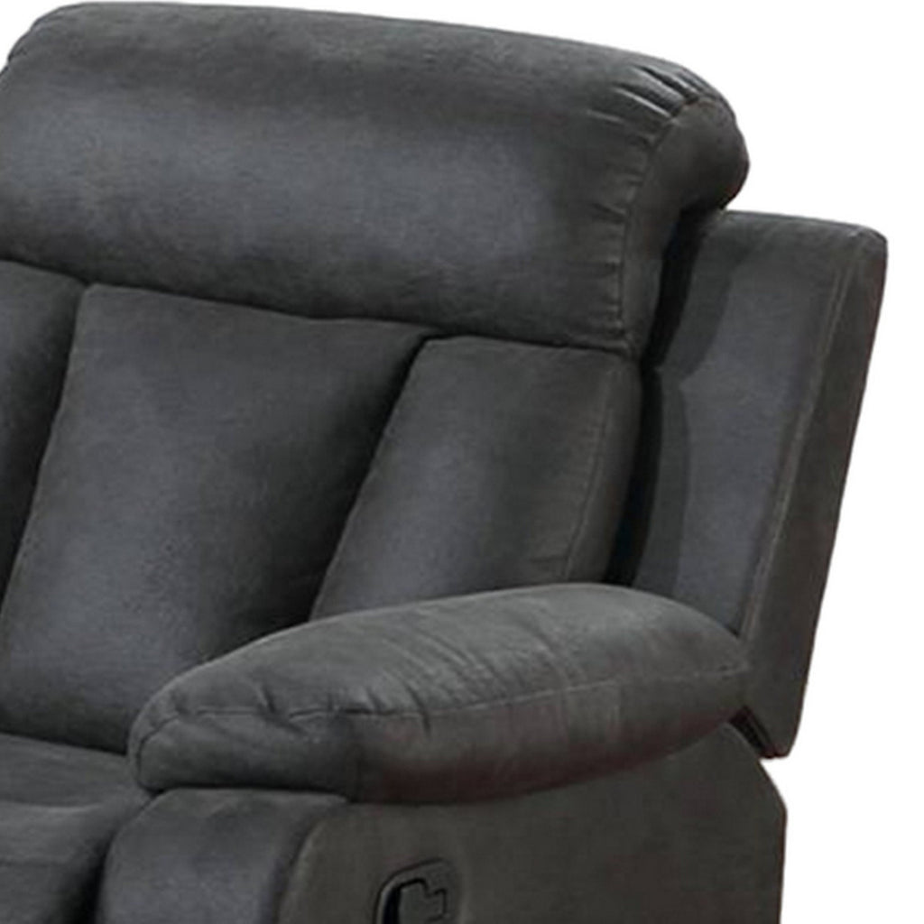 Fauteuil inclinable manuel Corie, coussin en similicuir gris foncé