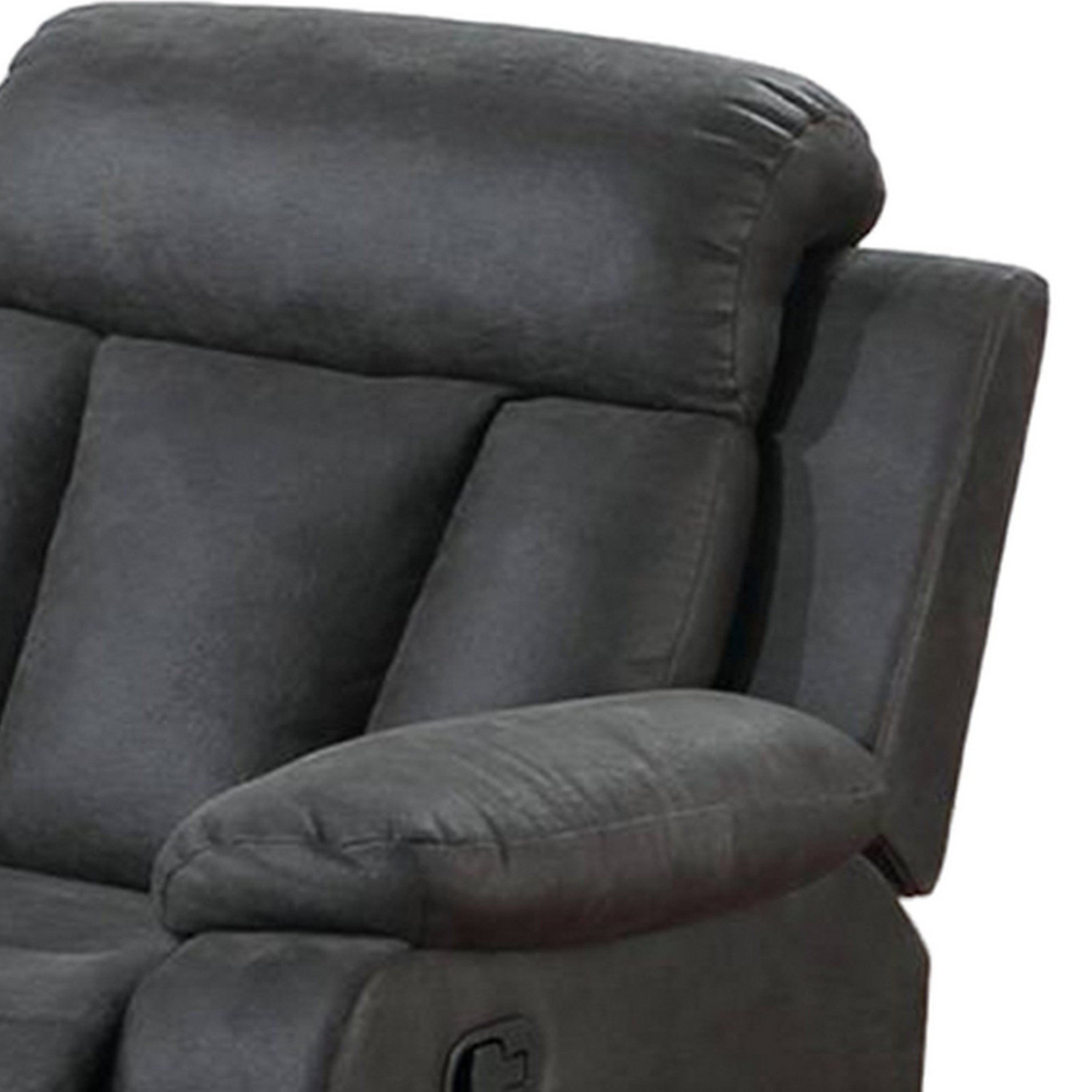 Fauteuil inclinable manuel Corie, coussin en similicuir gris foncé