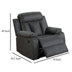 Fauteuil inclinable manuel Corie, coussin en similicuir gris foncé