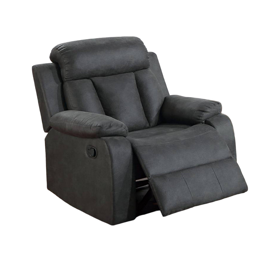 Fauteuil inclinable manuel Corie, coussin en similicuir gris foncé