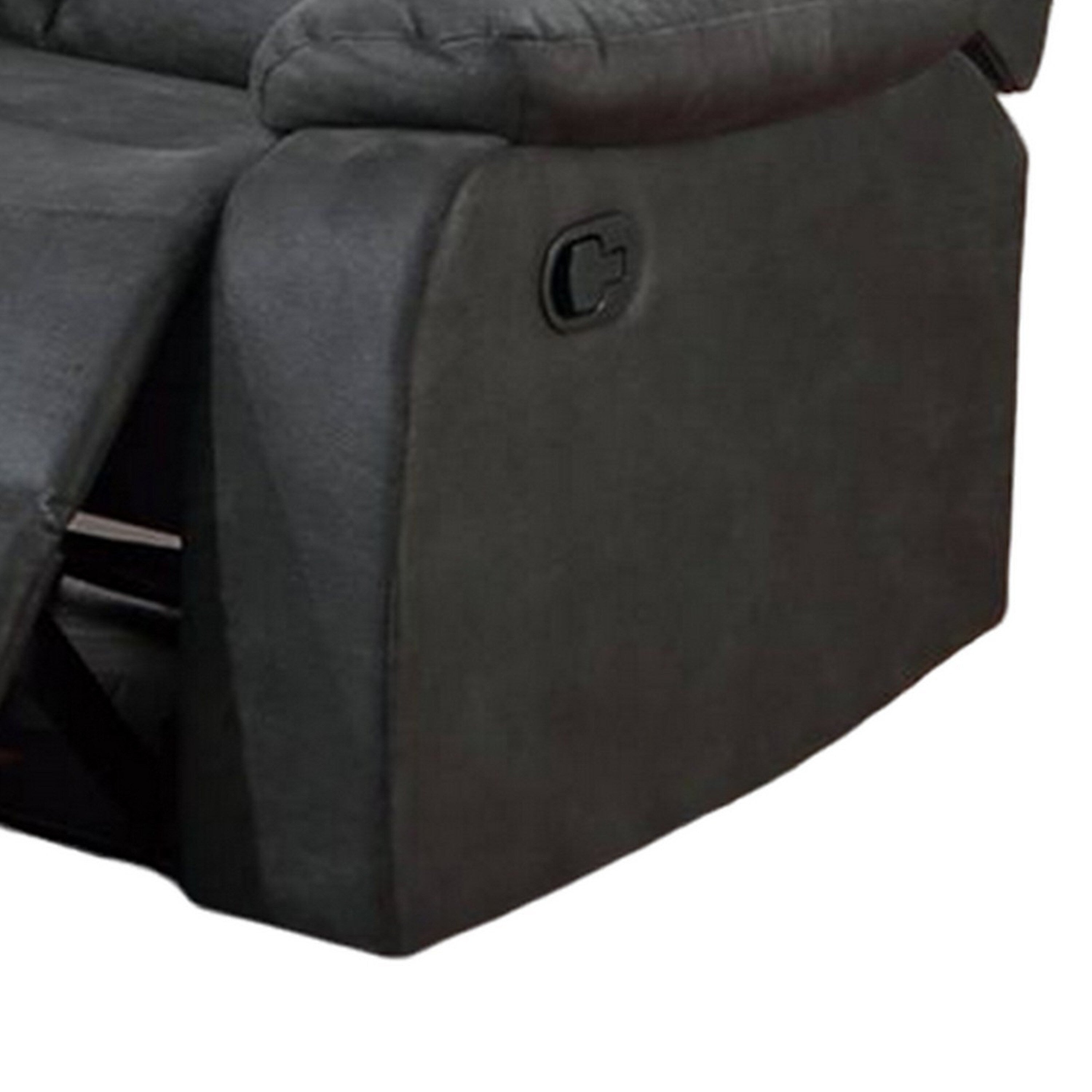 Fauteuil inclinable manuel Corie, coussin en similicuir gris foncé