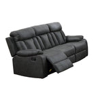 Canapé inclinable manuel Corie, 83 pouces, bois massif, similicuir gris