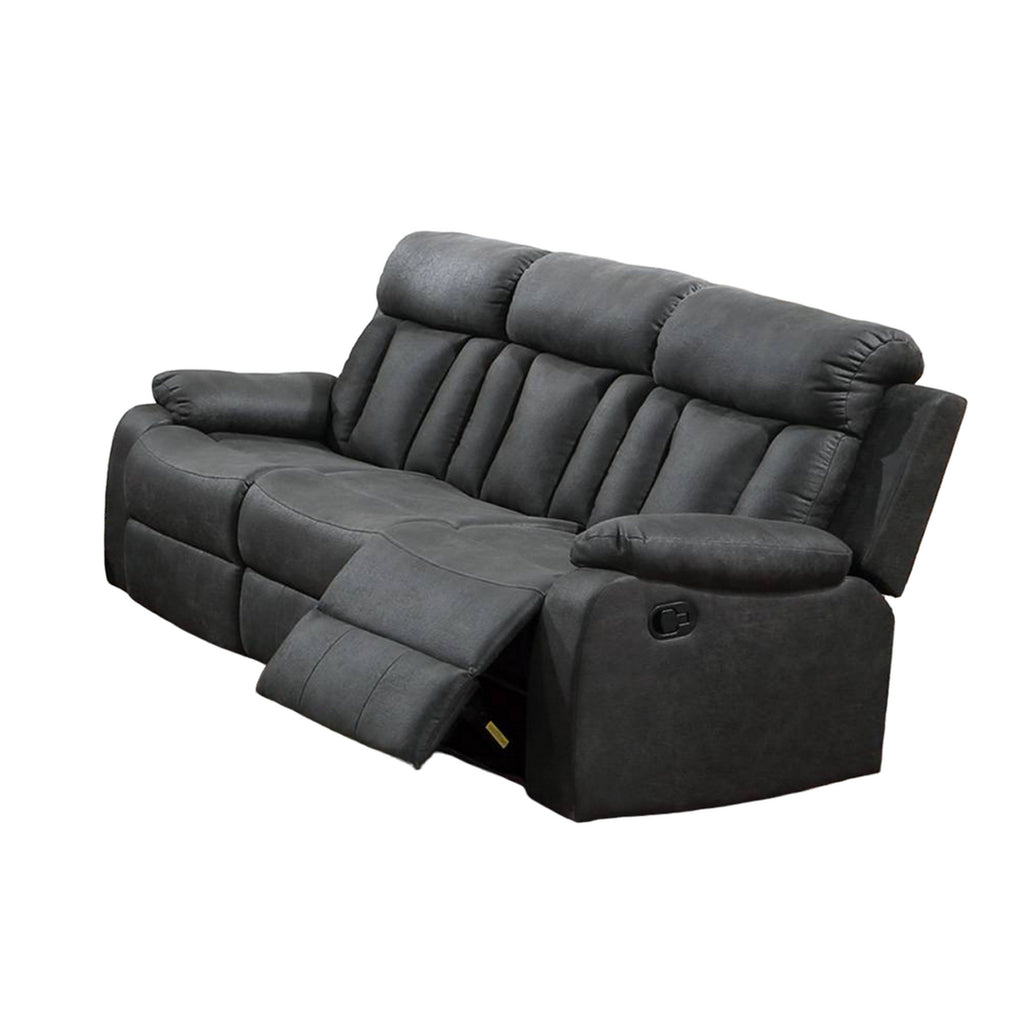 Canapé inclinable manuel Corie, 83 pouces, bois massif, similicuir gris