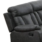 Canapé inclinable manuel Corie, 83 pouces, bois massif, similicuir gris