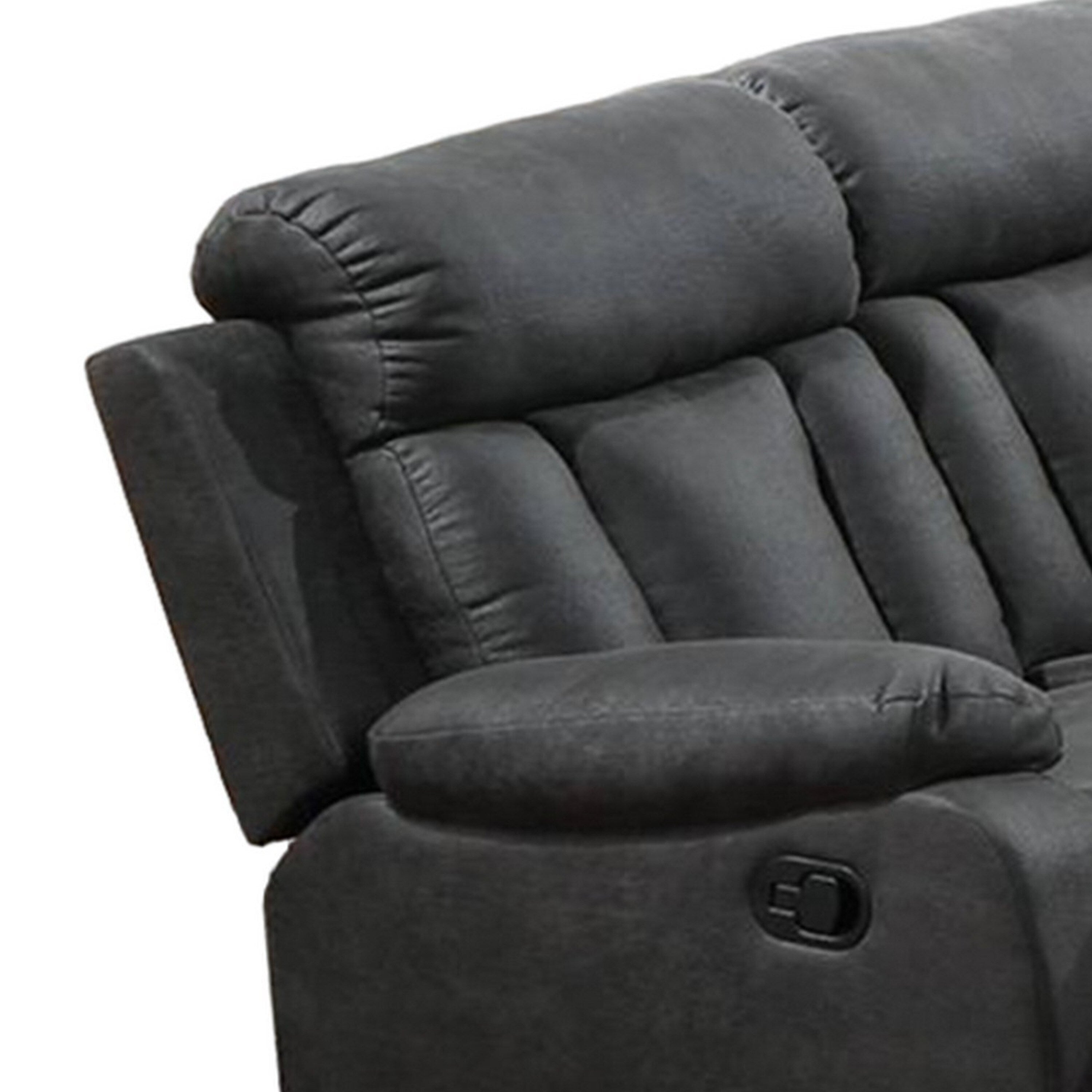 Canapé inclinable manuel Corie, 83 pouces, bois massif, similicuir gris